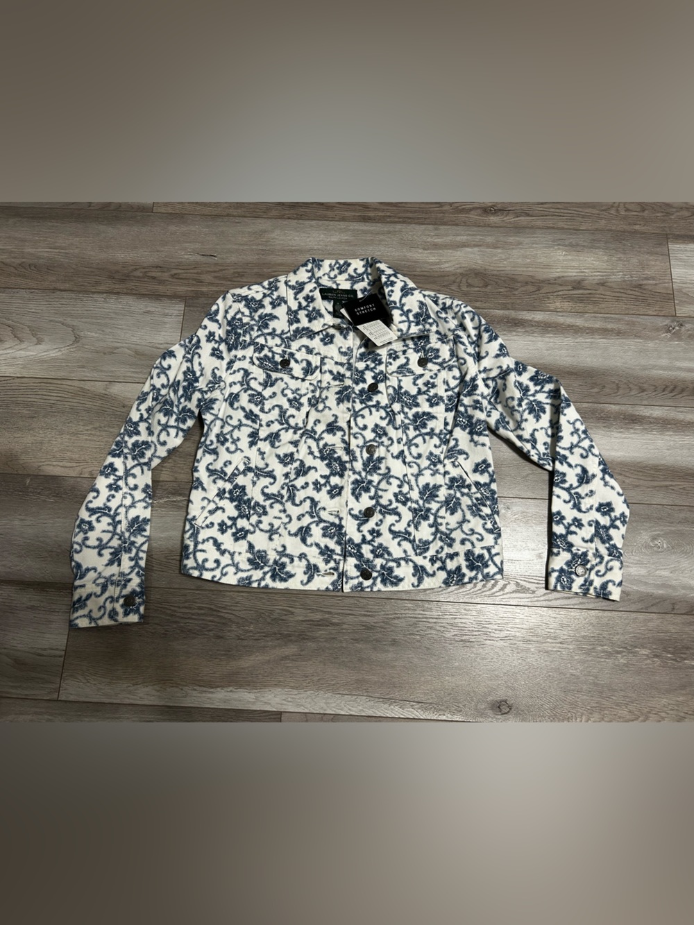 Lauren Ralph Lauren Print White Jean Jacket, NWT!